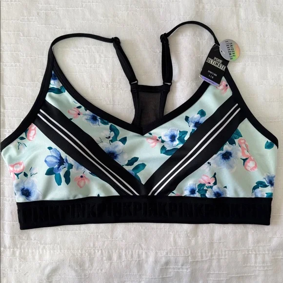 Victoria's Secret PINK Ultimate Lightly Lined Sports Bra with a floral pattern - Picture 1 of 5